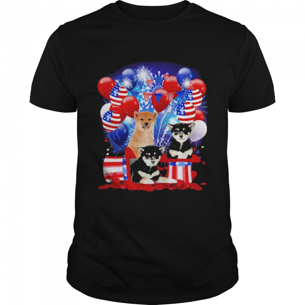 Shiba Inu Balloons Fireworks Shirt