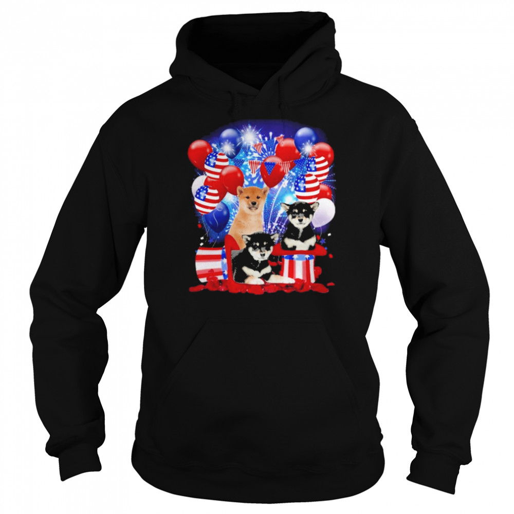 Shiba Inu Balloons Fireworks Shirt Unisex Hoodie