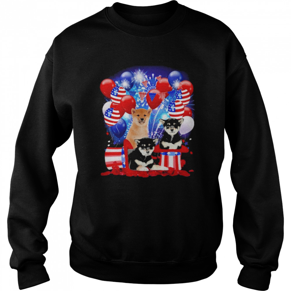 Shiba Inu Balloons Fireworks Shirt Unisex Sweatshirt