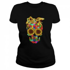 Skull Sunflower Autism Awareness  Classic Women's T-shirt