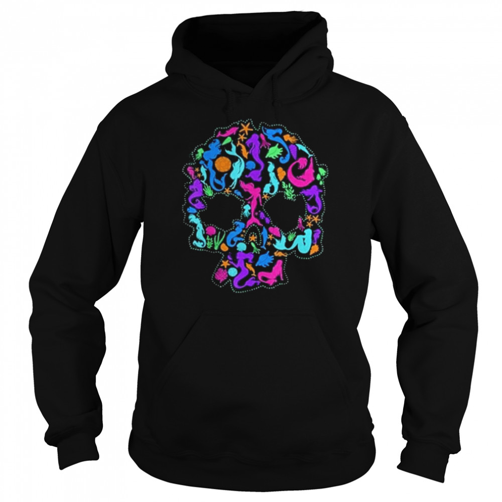 Skull made of mermaids ocean sea halloween  Unisex Hoodie