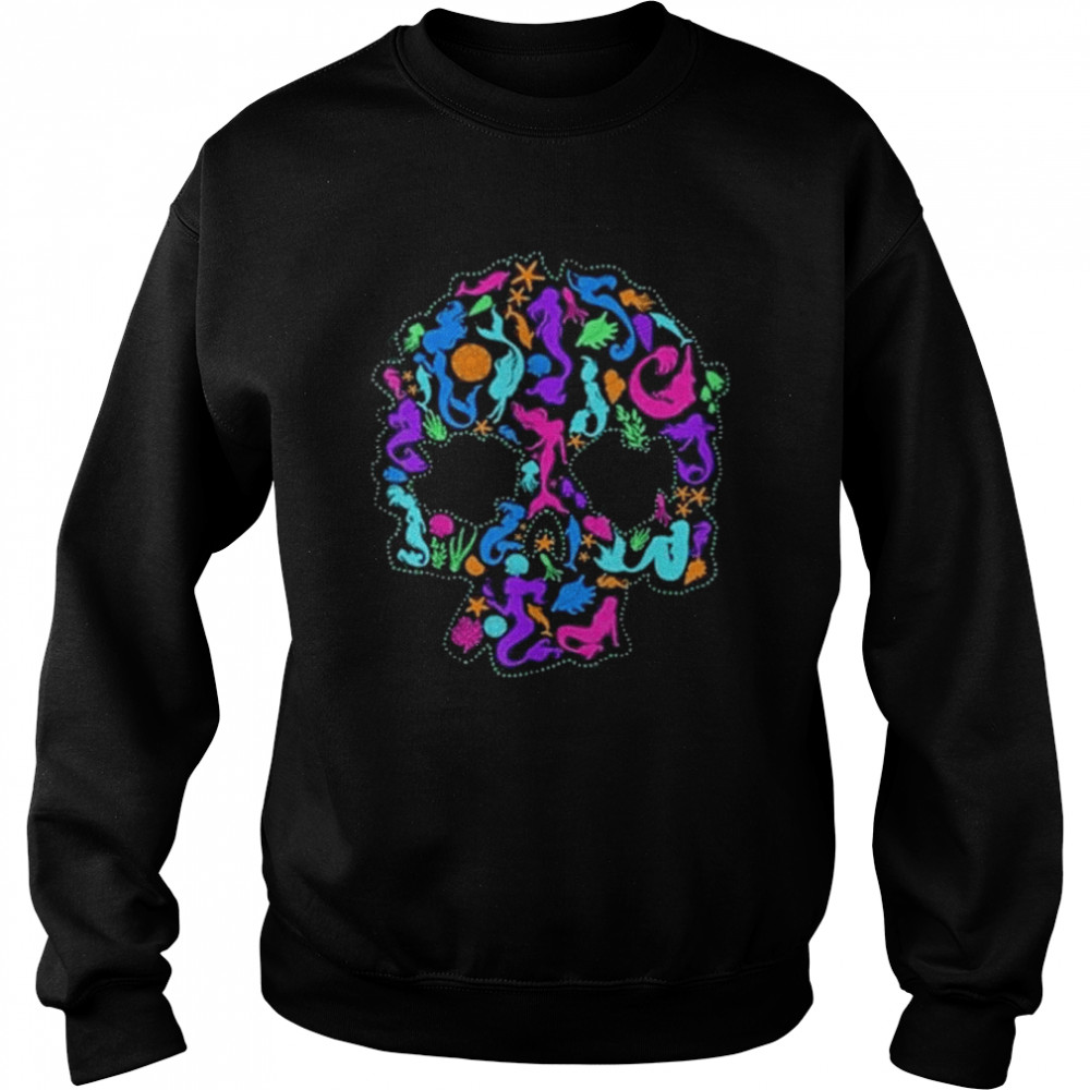 Skull made of mermaids ocean sea halloween  Unisex Sweatshirt