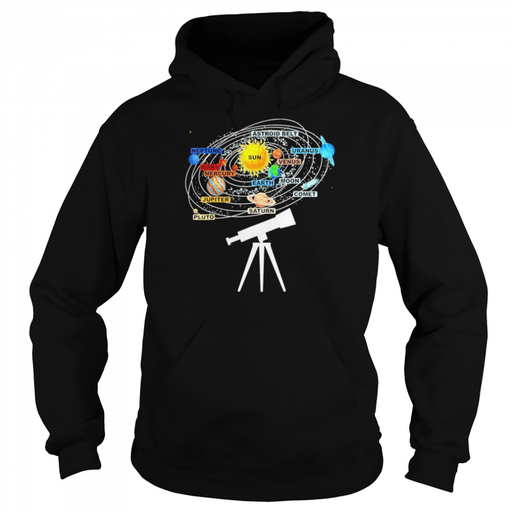 Solar System Planets Astronomy Space Science Telescope Shirt Unisex Hoodie