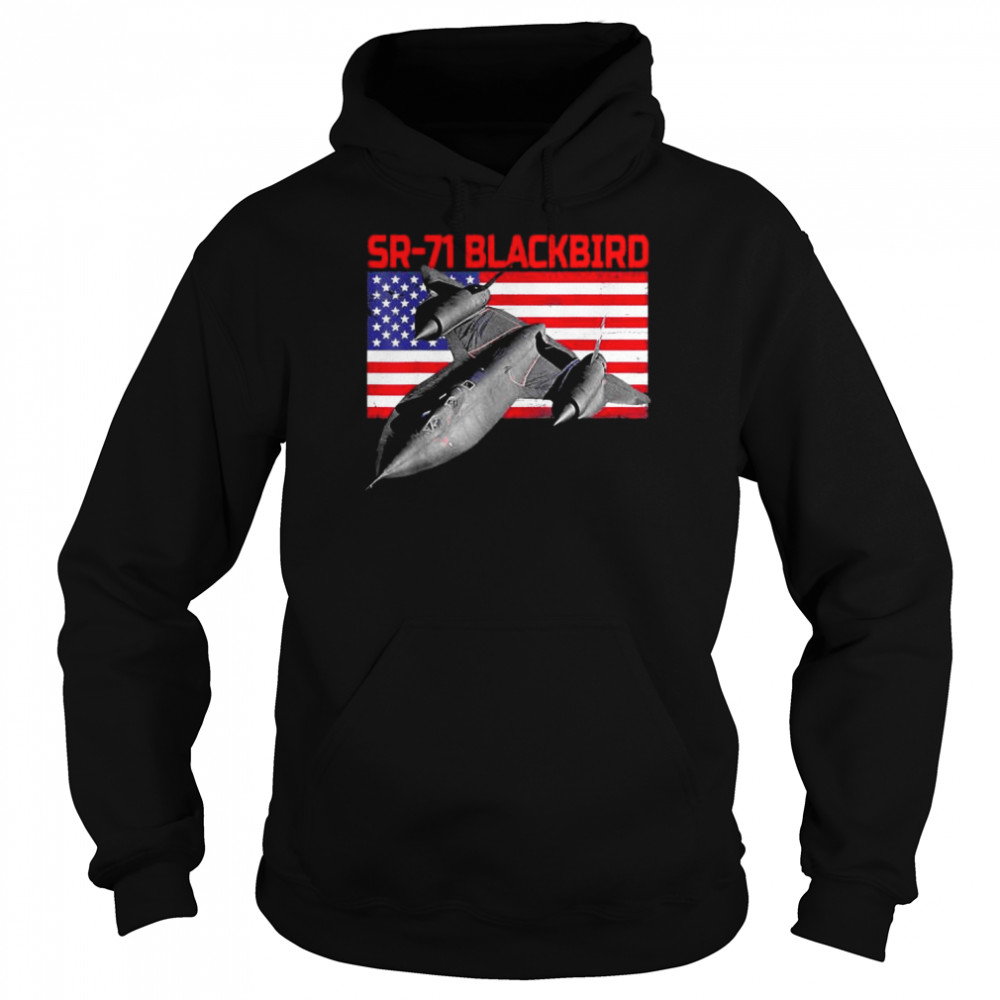 Sr-71 blackbird in action and patriotic American flag  Unisex Hoodie