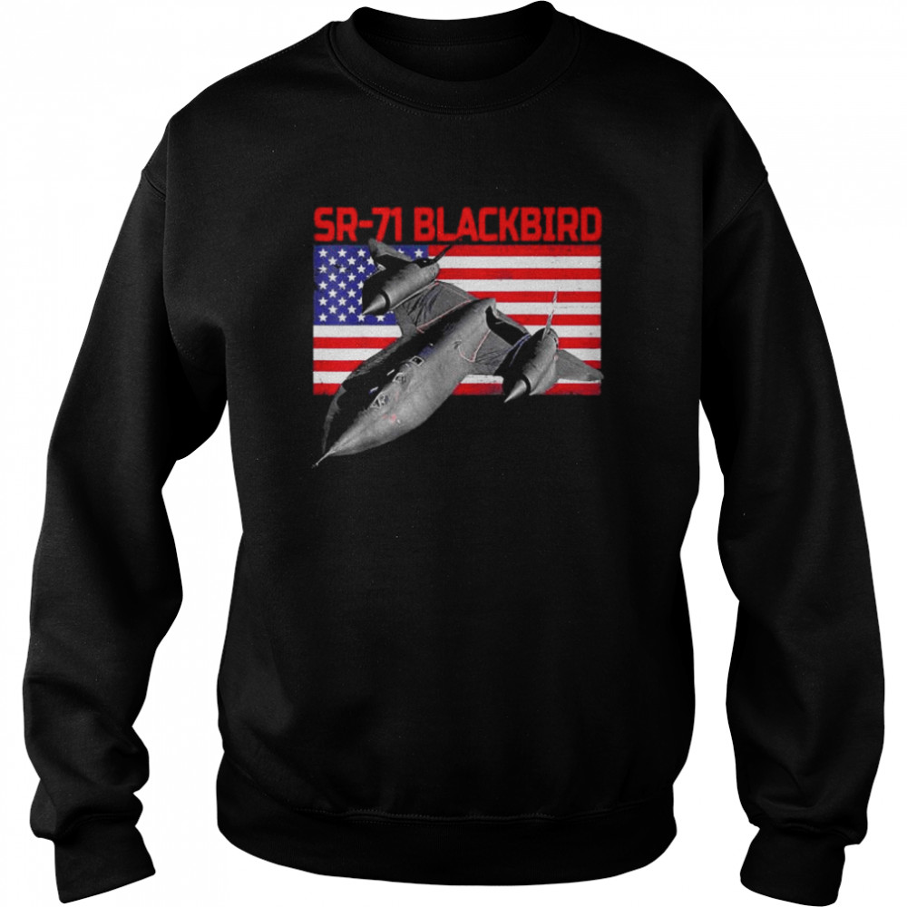 Sr-71 blackbird in action and patriotic American flag  Unisex Sweatshirt