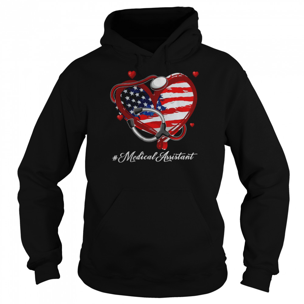 Stethoscope American Flag Heart Medical Assistant Shirt Unisex Hoodie