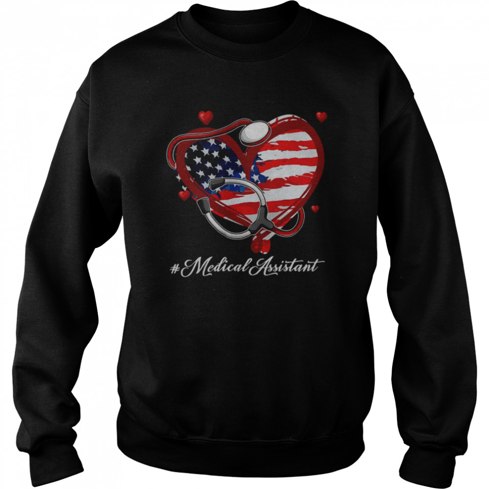 Stethoscope American Flag Heart Medical Assistant Shirt Unisex Sweatshirt