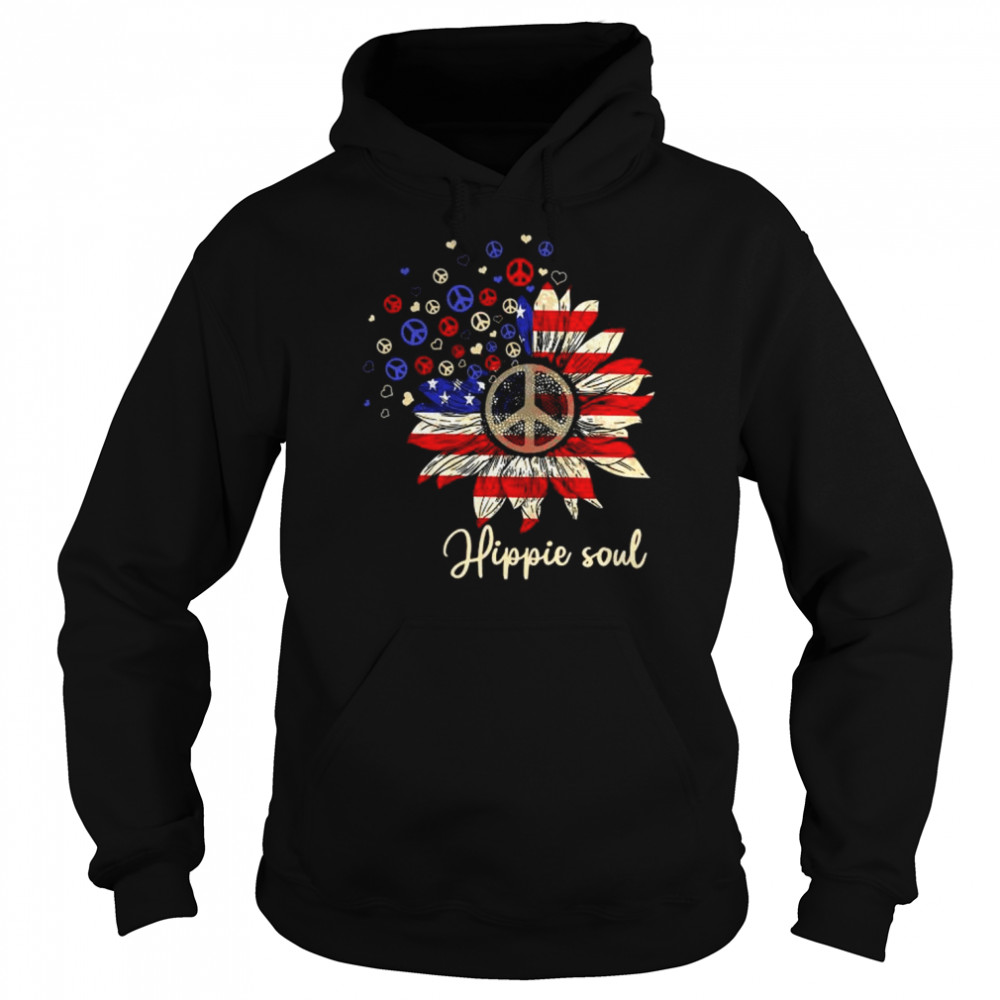 Sunflower American flag hippie soul  Unisex Hoodie