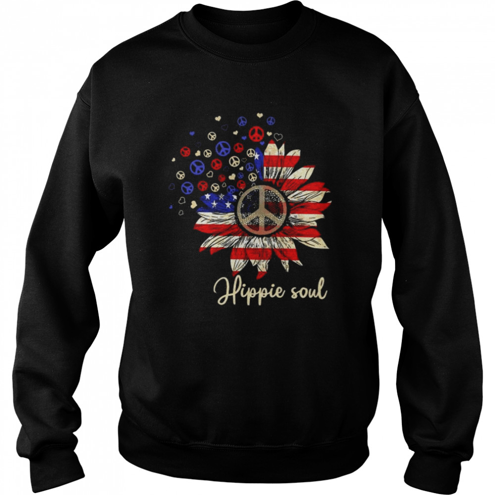 Sunflower American flag hippie soul  Unisex Sweatshirt