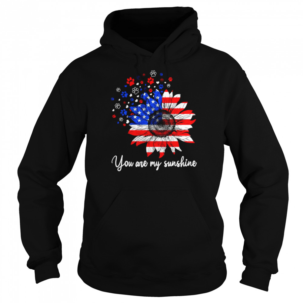 Sunflower American flag you are my sunshine  Unisex Hoodie