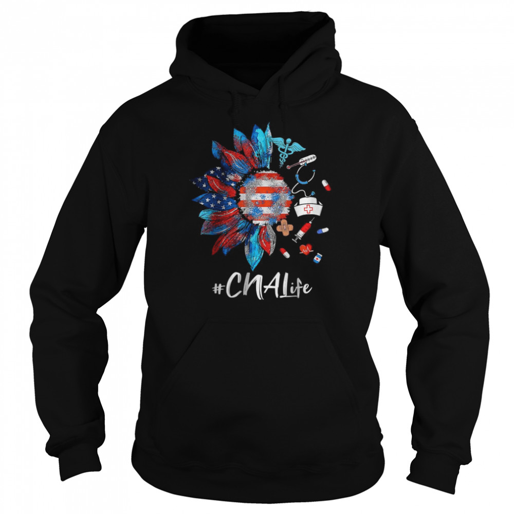 Sunflower CNA Life Stethoscope USA Flag 4th Of July T-Shirt Unisex Hoodie