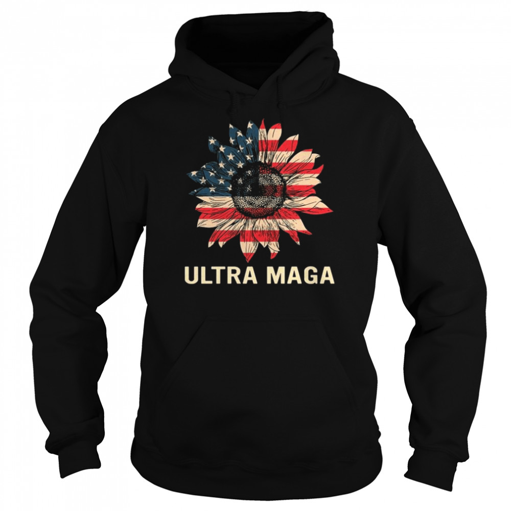 Sunflower vintage Donald Trump ultra maga American flag  Unisex Hoodie