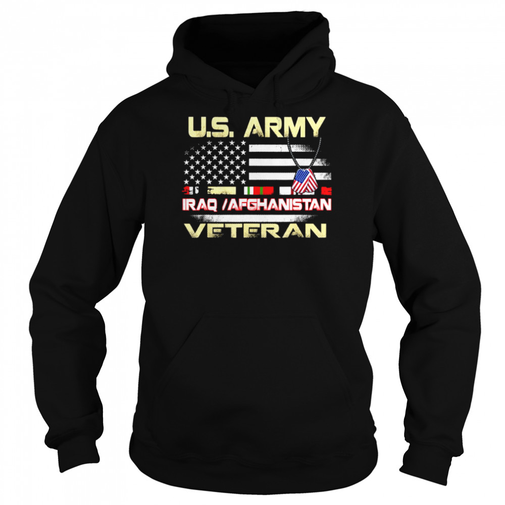 US Army Iraq Afghanistan Veteran USA Flag Shirt Unisex Hoodie