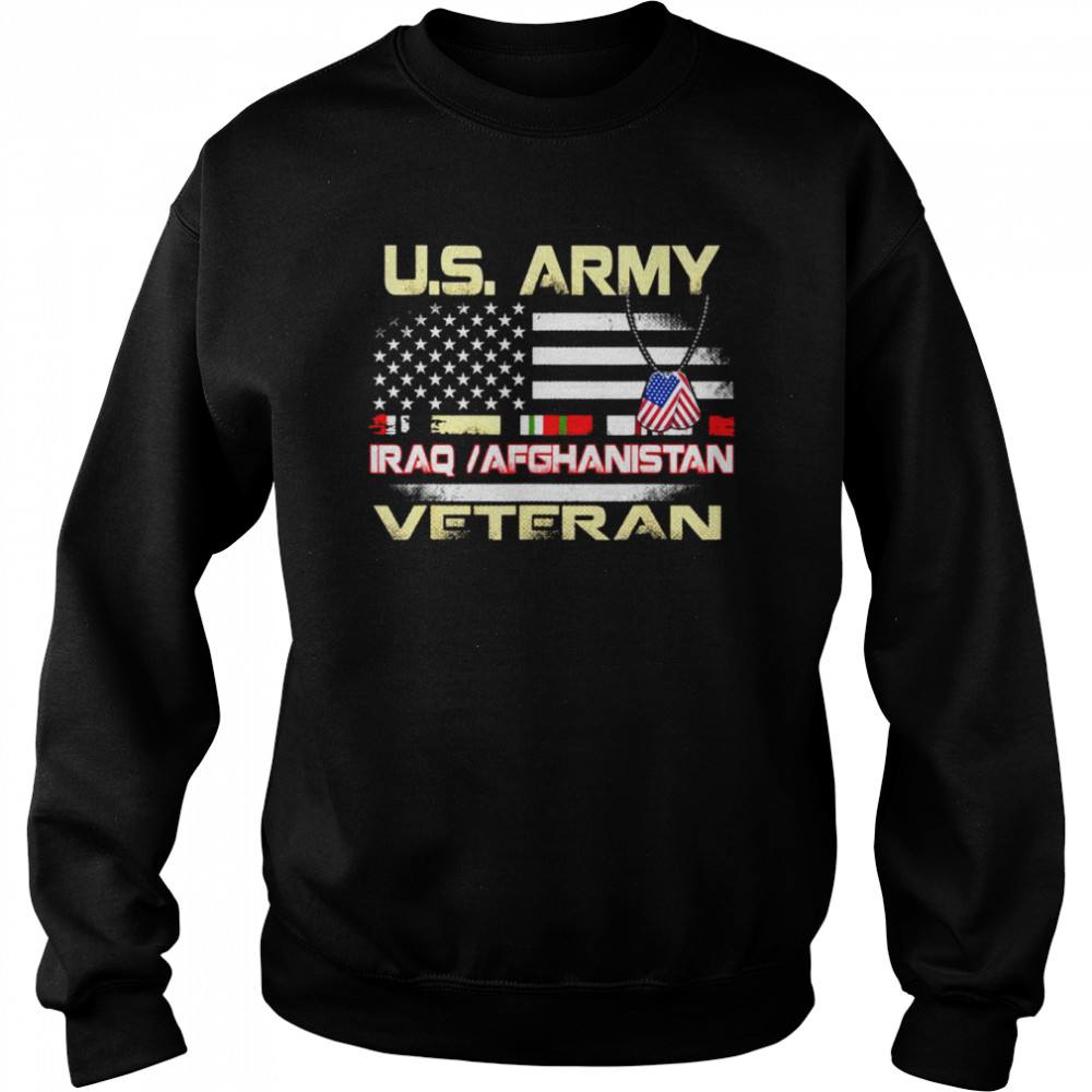 US Army Iraq Afghanistan Veteran USA Flag Shirt Unisex Sweatshirt