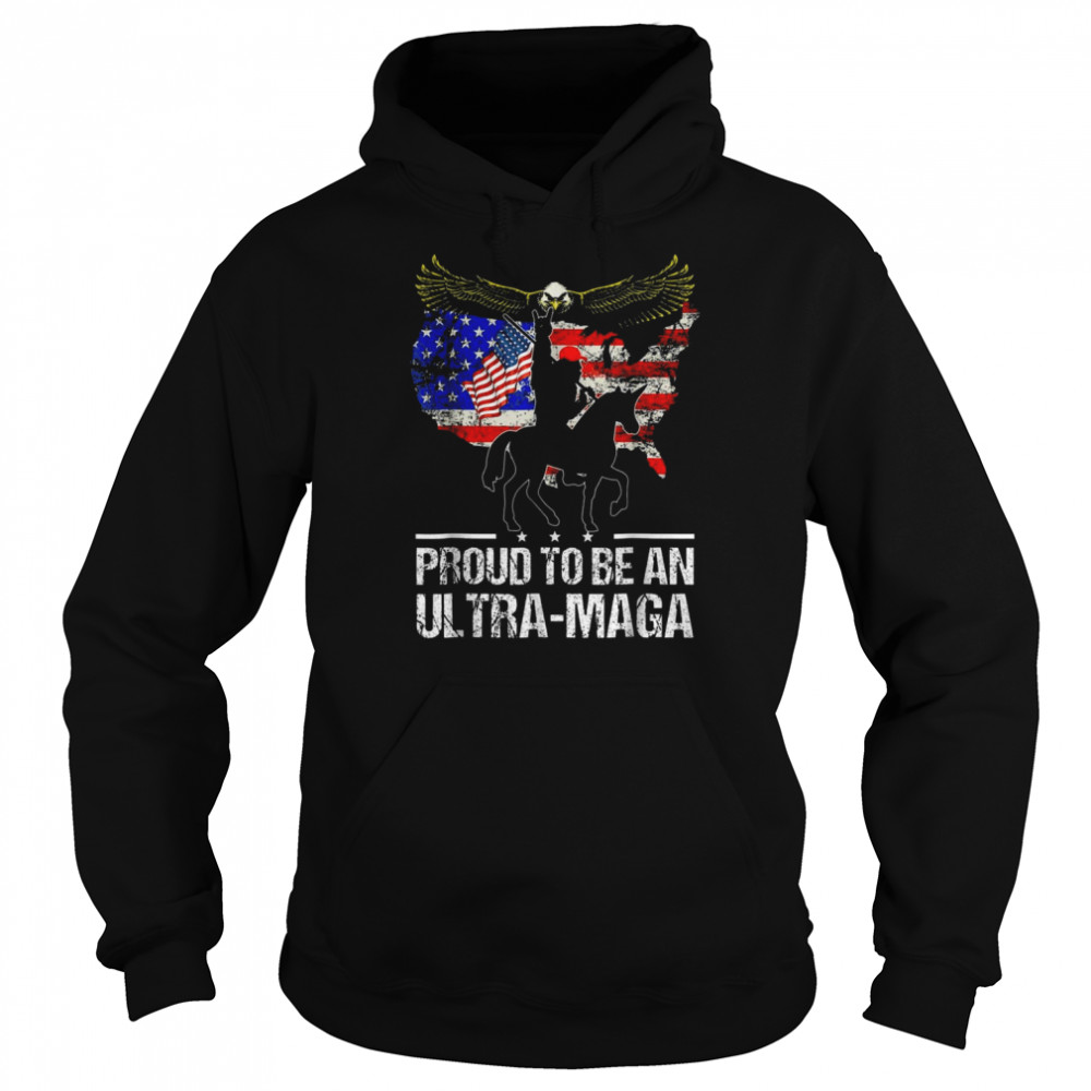 Ultra MAGA And Proud American Vintage US Flag Eagle Unicorn T-Shirt Unisex Hoodie