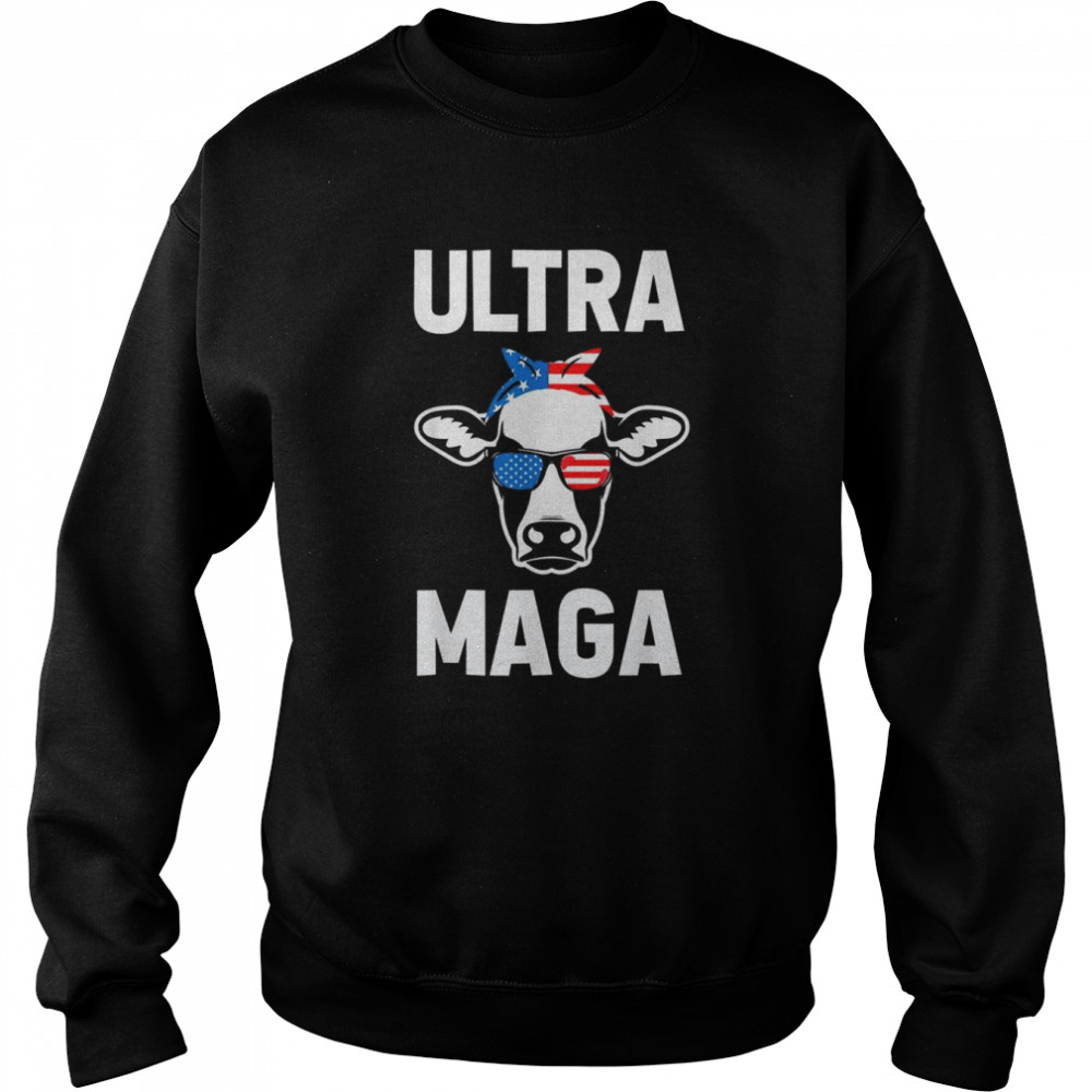 Ultra MAGA Cow Sunglasses 4th Of July American US Flag T-Shirt Unisex Sweatshirt