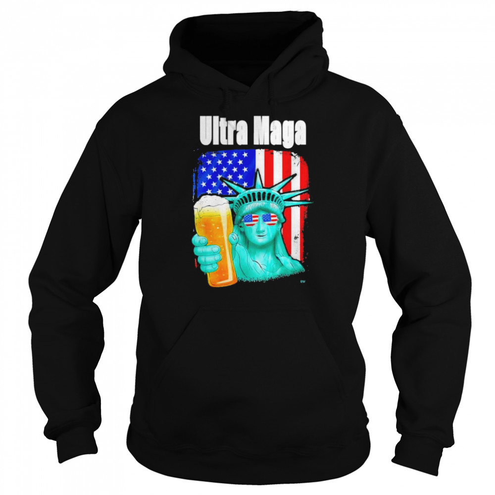 Ultra Maga Conservative Patriotic Flag Red White Blue Shirt Unisex Hoodie