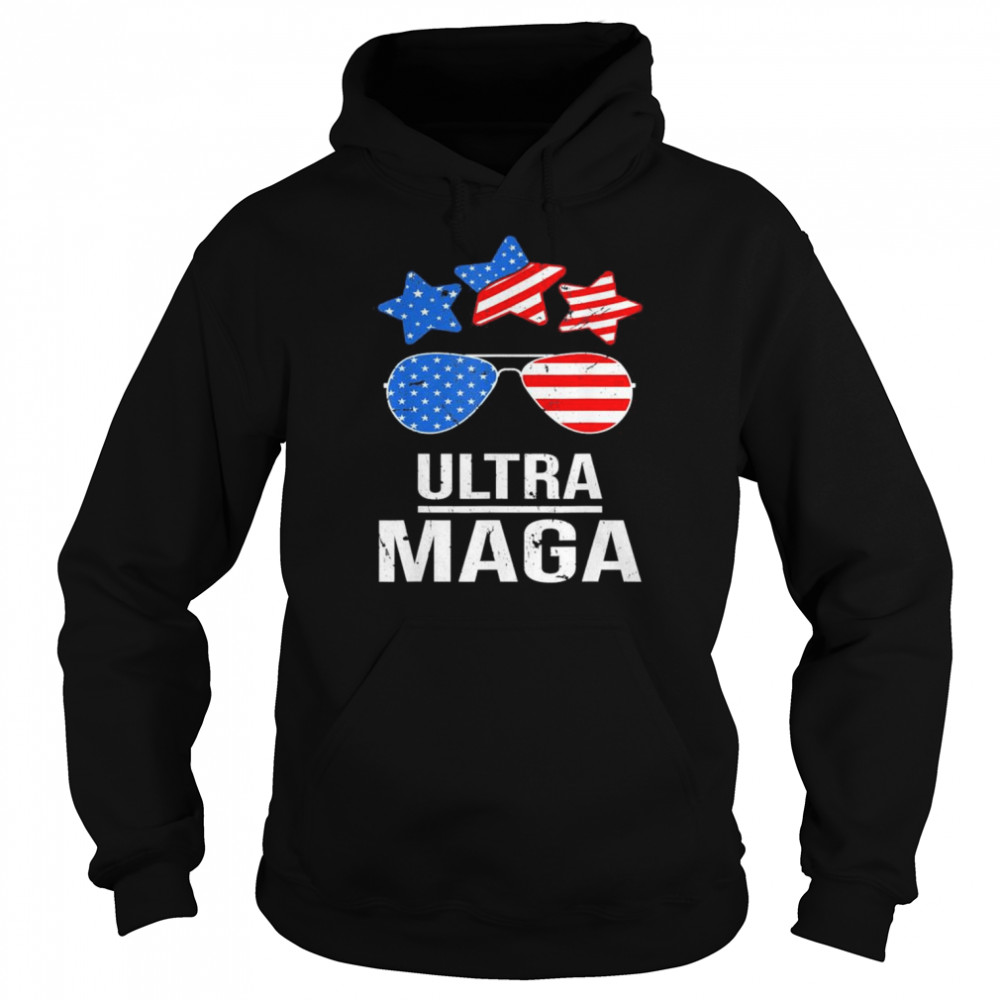 Ultra Maga Us Flag Sunglasses Ultra-Maga Vintage Retro Shirt Unisex Hoodie