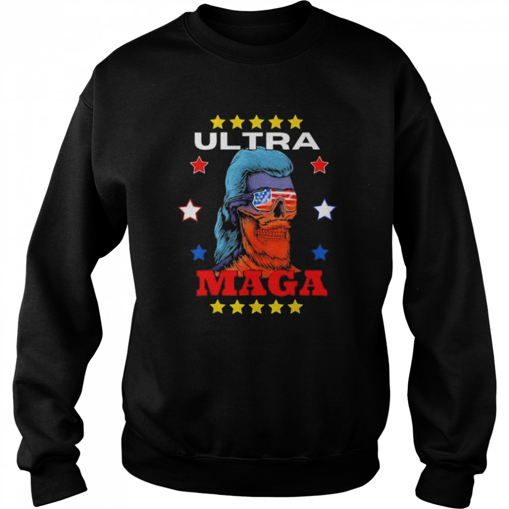 Ultra maga 2024 pro Trump American mullet skull flag  Unisex Sweatshirt