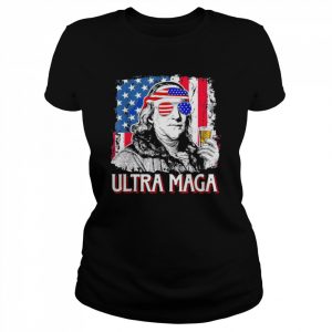 Ultra maga 4th of july benjamin franklin drinking usa flag  Classic Women's T-shirt