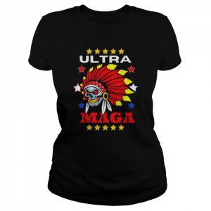 Ultra maga pro Trump skull wearing indian headdress  Classic Women's T-shirt