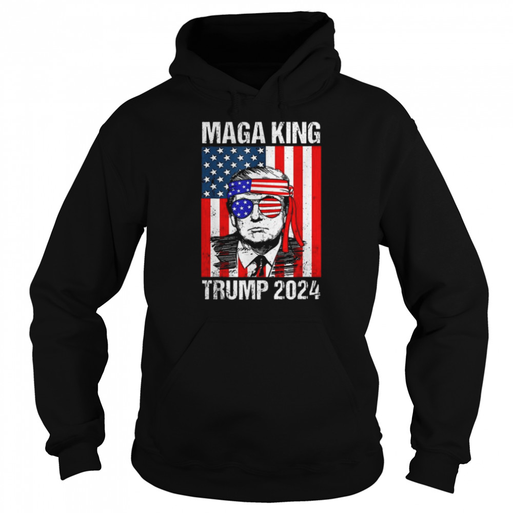 Ultra-maga the great ultra maga king Trump 4th july American flag  Unisex Hoodie