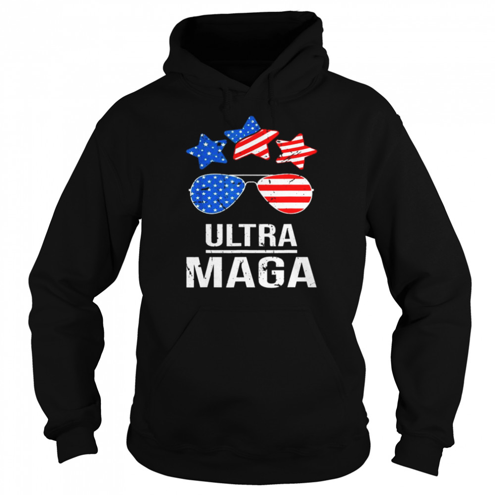 Ultra maga us flag sunglasses ultra-maga vintage retro  Unisex Hoodie