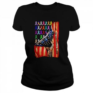 Usa flag no one fights alone fight cancer in all colors  Classic Women's T-shirt