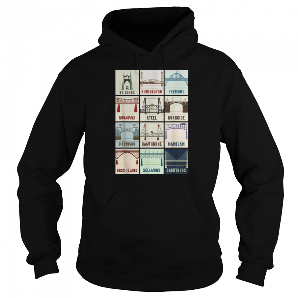 Vintage Bridges Of Portland Oregon Shirt Unisex Hoodie