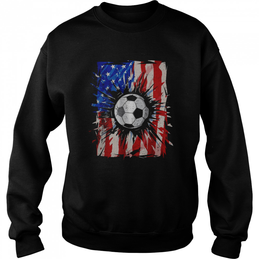 Vintage Soccer 4th of July Men USA American Flag Boys T-Shirt Unisex Sweatshirt