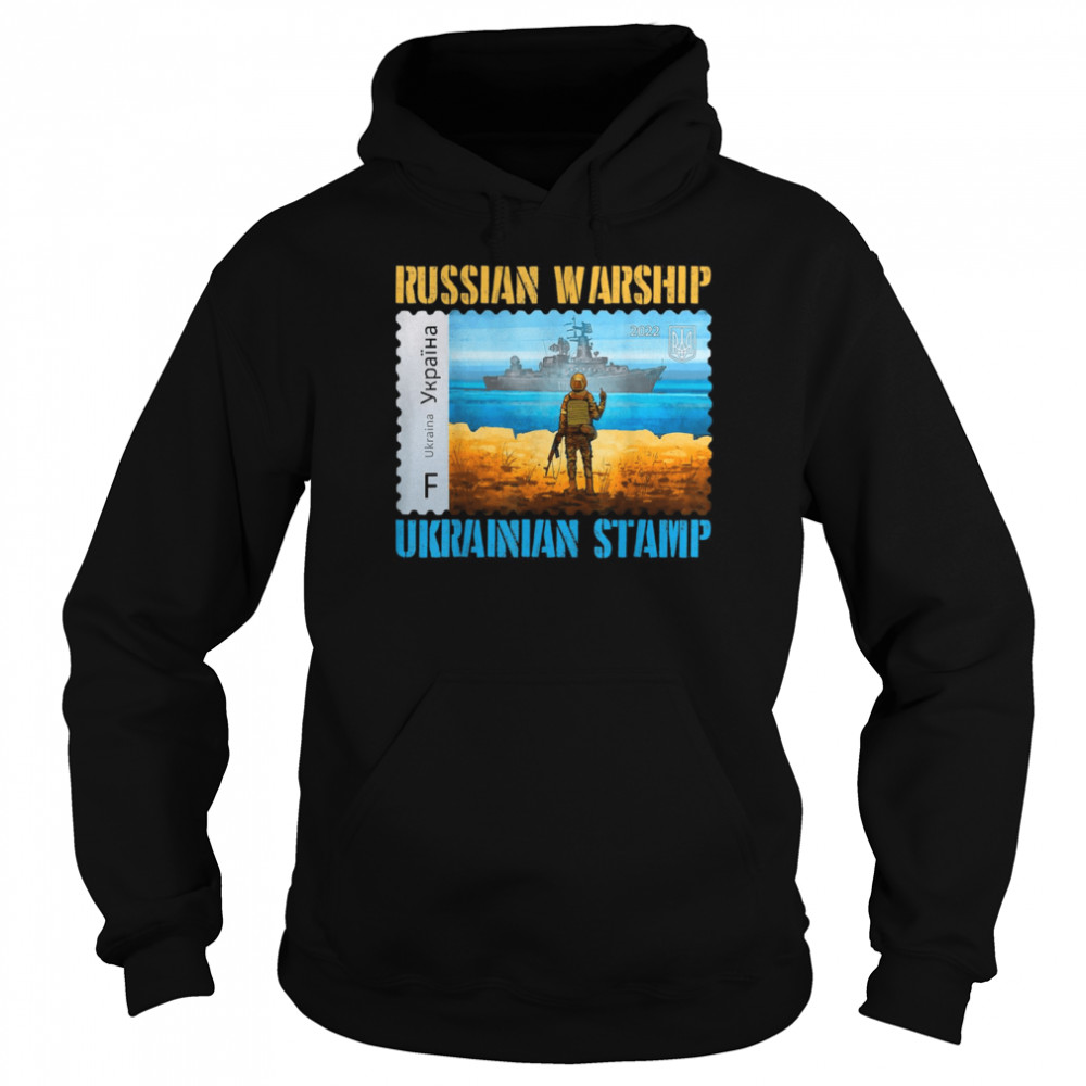 Vintage Ukraine Postage Warship Ukrainian Stamp Flag Pride Shirt Unisex Hoodie