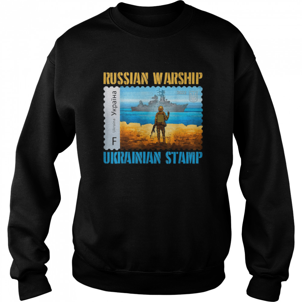 Vintage Ukraine Postage Warship Ukrainian Stamp Flag Pride Shirt Unisex Sweatshirt