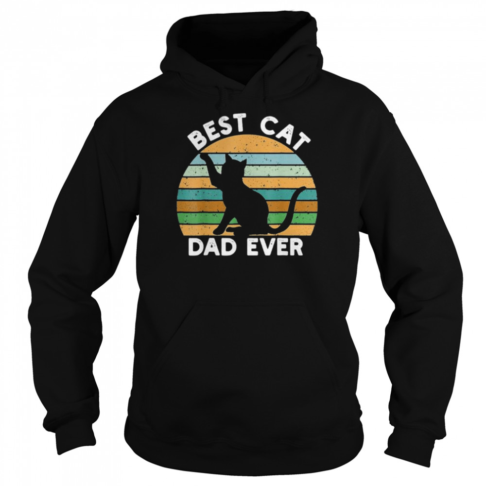 Vintage best cat dad ever black cat lover father day  Unisex Hoodie