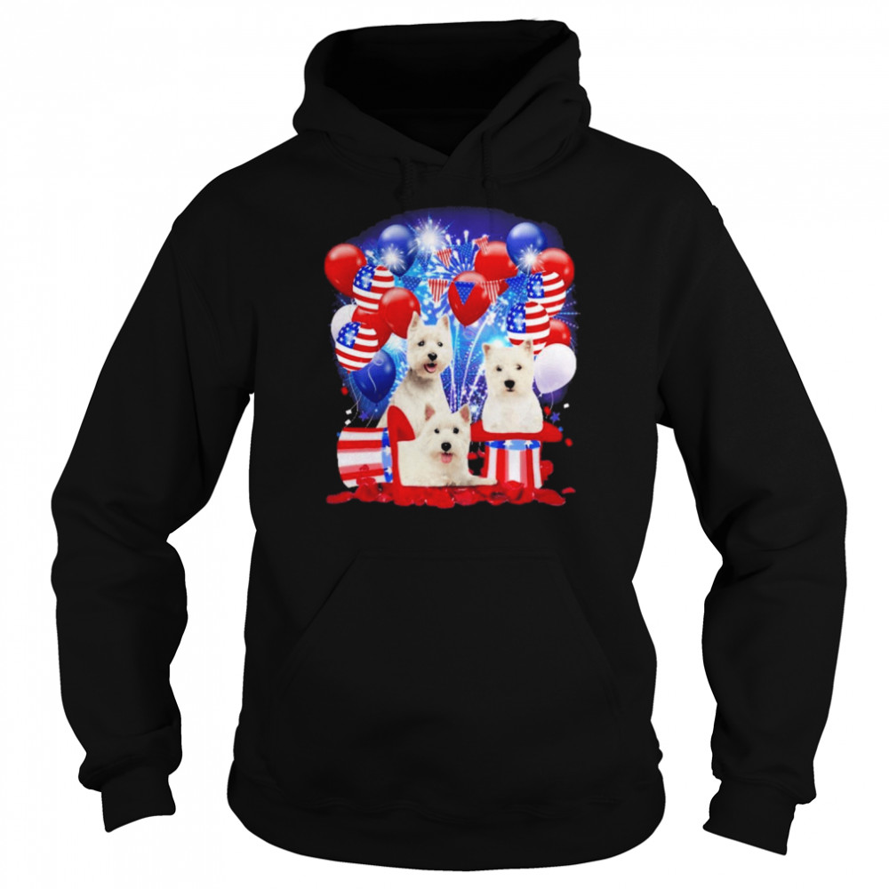 West Highland White Terrier Balloons Fireworks Shirt Unisex Hoodie