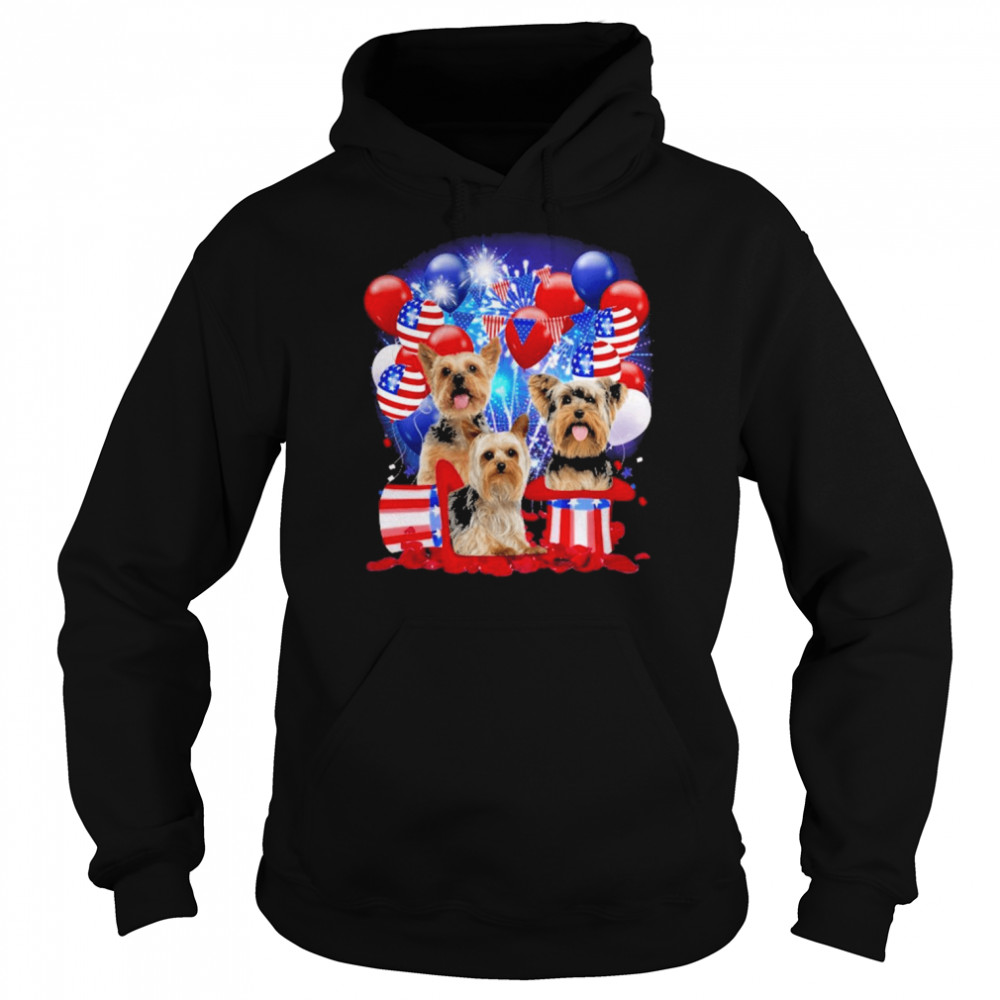 Yorkshire Terrier Ballons Fireworks Balloons Fireworks Shirt Unisex Hoodie