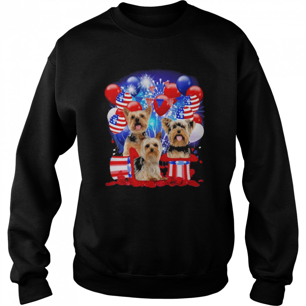 Yorkshire Terrier Ballons Fireworks Balloons Fireworks Shirt Unisex Sweatshirt