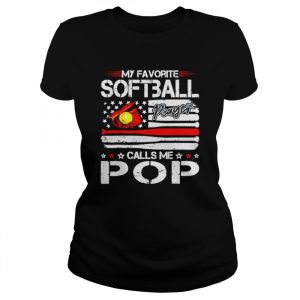 american flag my favorite softball player calls me pop  Classic Women's T-shirt