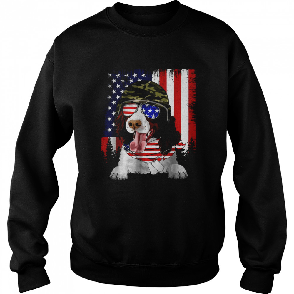 best American Flag 4th of July English Springer Spaniel Dog Lover T-Shirt Unisex Sweatshirt