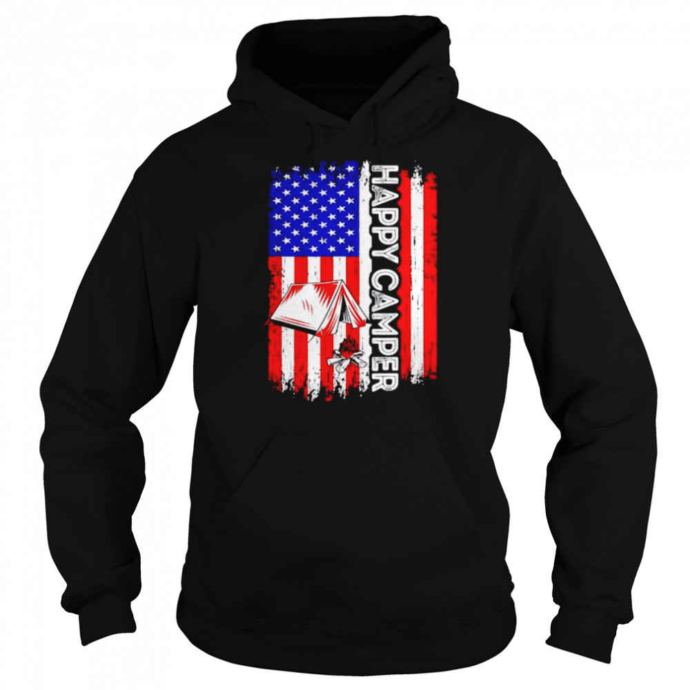 happy camper American flag 4th of July  Unisex Hoodie