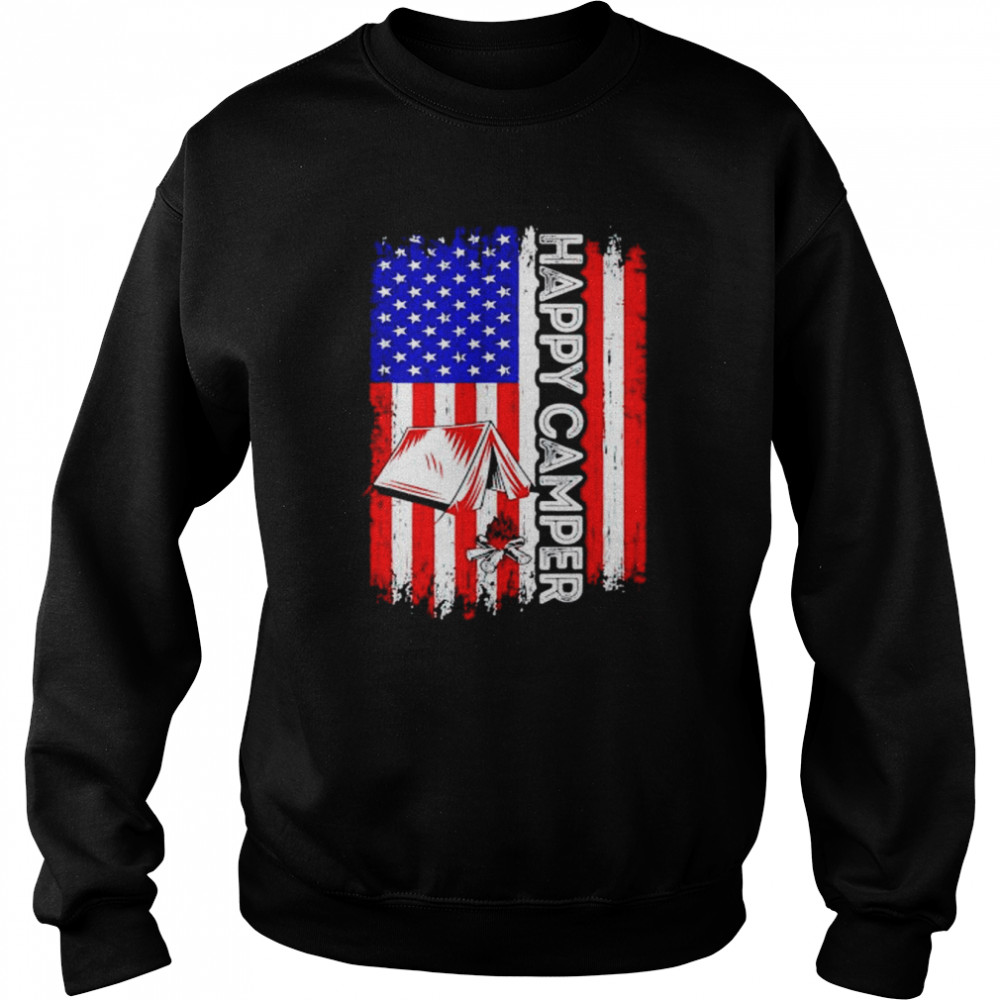 happy camper American flag 4th of July  Unisex Sweatshirt