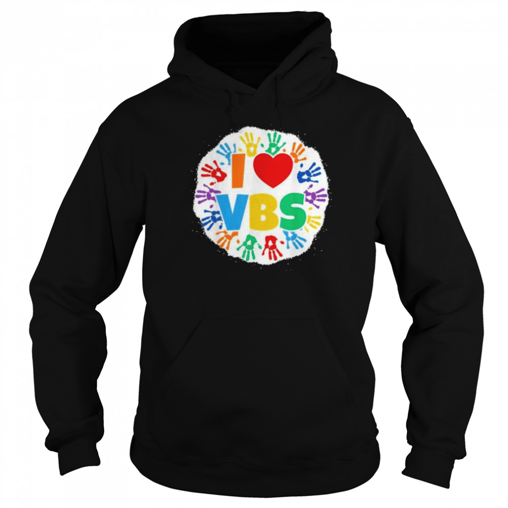 2022 Vacation Bible School Bleached Handprints I Love VBS Shirt Unisex Hoodie