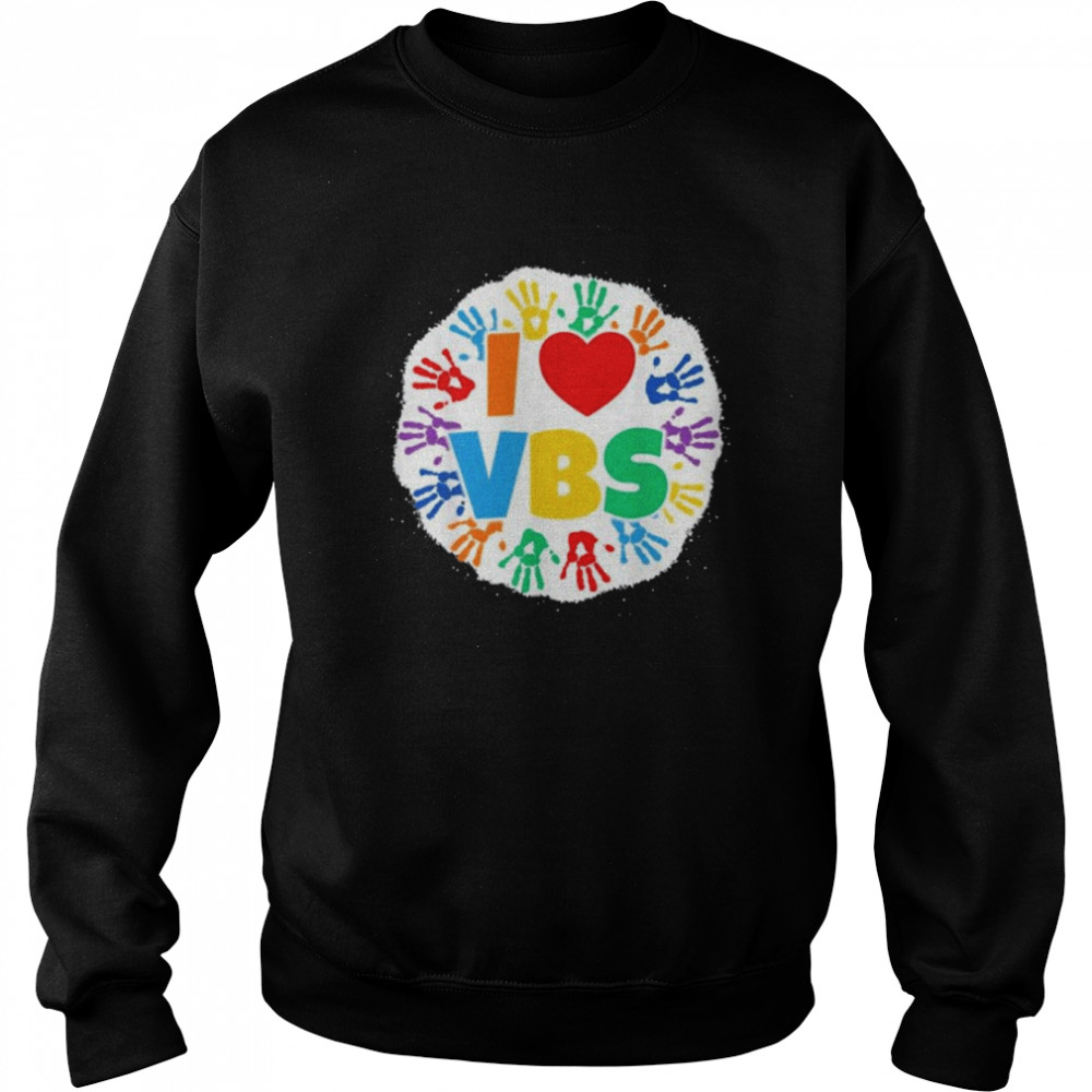 2022 Vacation Bible School Bleached Handprints I Love VBS Shirt Unisex Sweatshirt