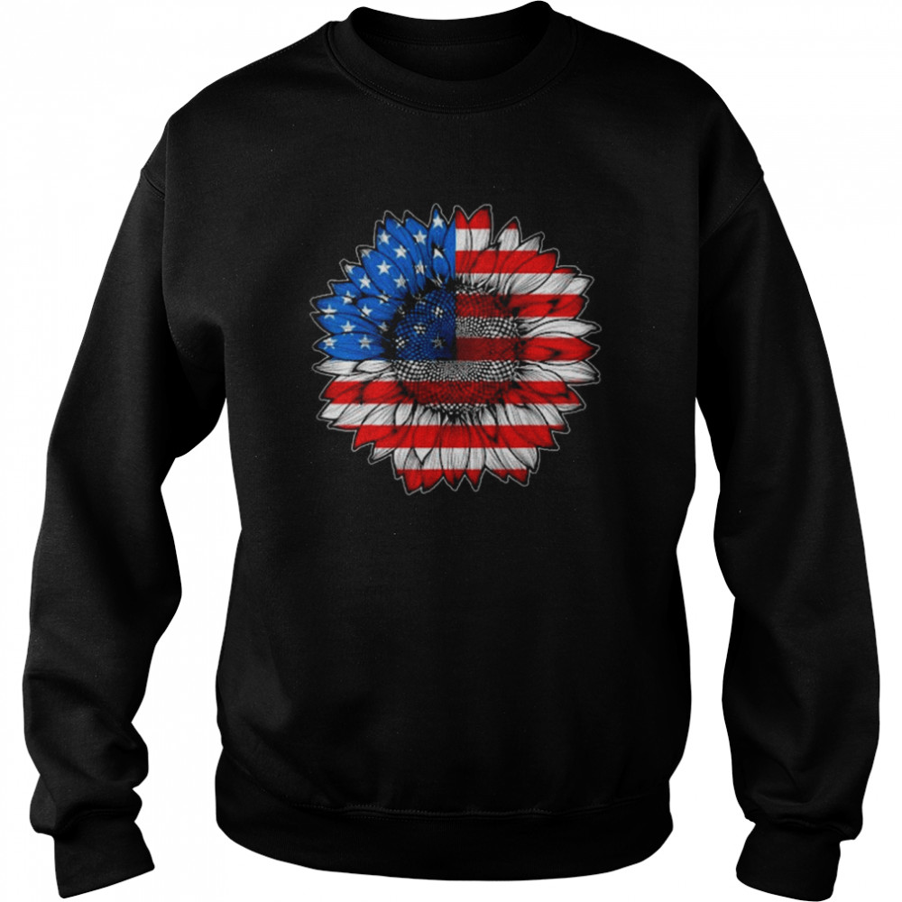 4th Of July American Flag Sunflower Patriotic Shirt Unisex Sweatshirt