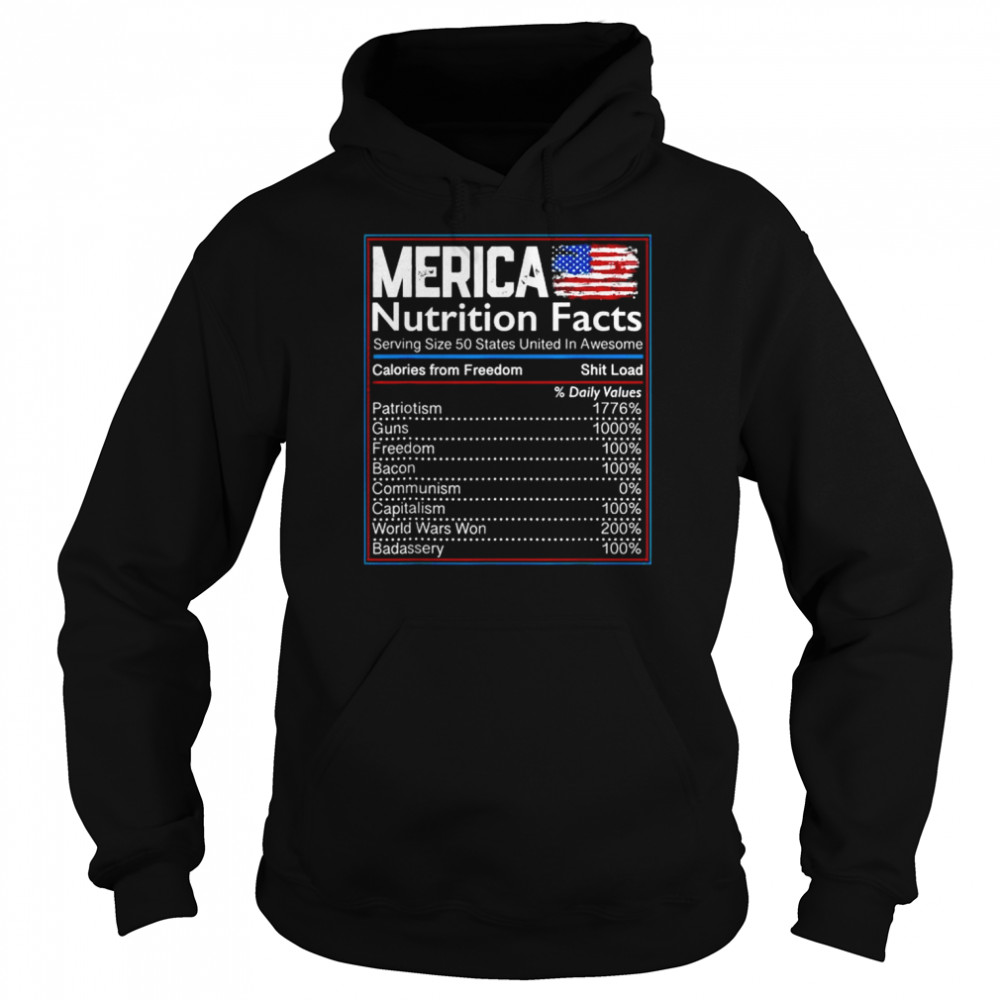 4th of july proud American merica nutrition facts  Unisex Hoodie