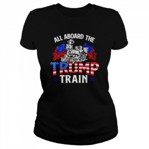 All aboard Trump train 2024 vintage American flag  Classic Women's T-shirt