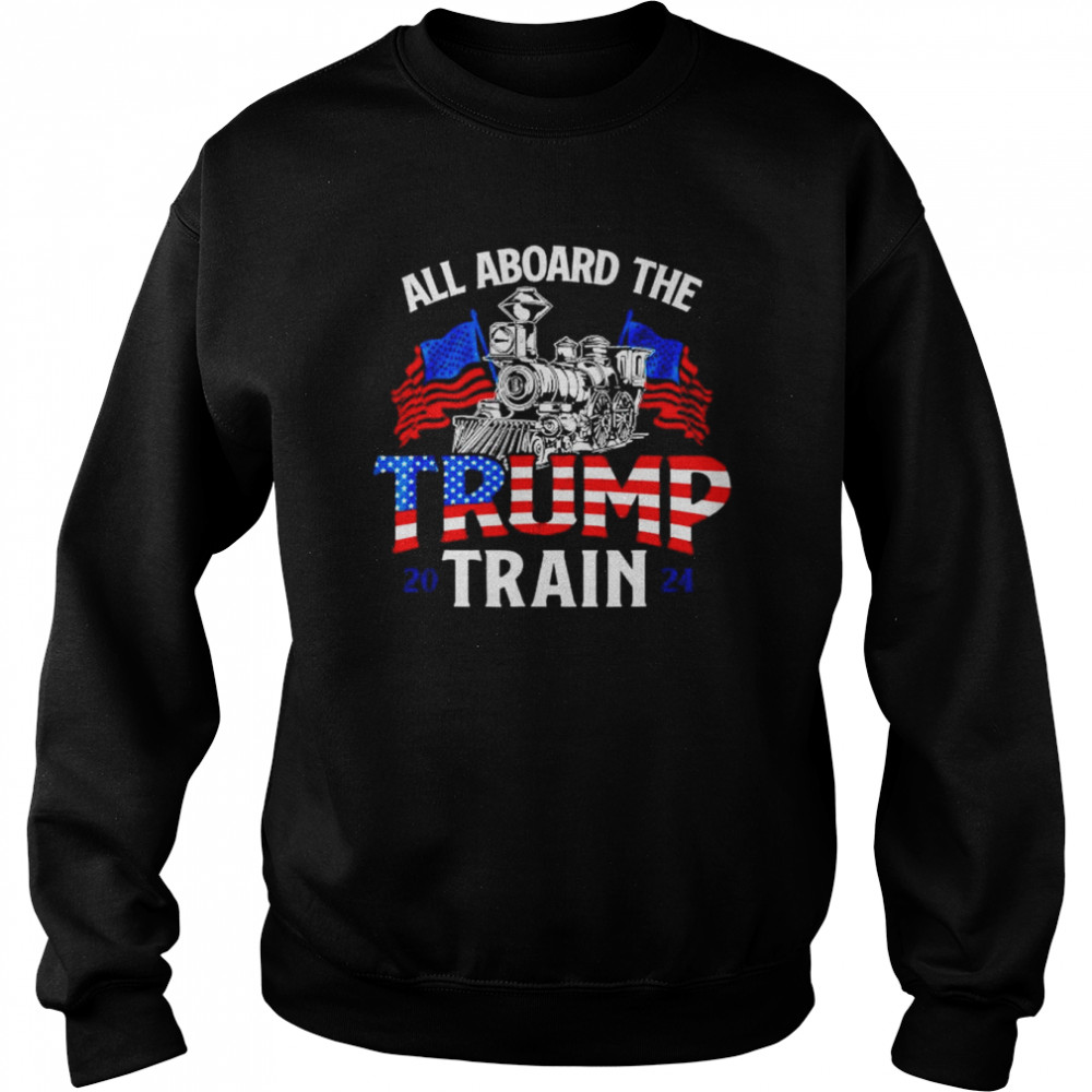 All aboard Trump train 2024 vintage American flag  Unisex Sweatshirt