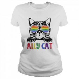 Ally cat rainbow gay pride cute lgbt animal pet lover  Classic Women's T-shirt