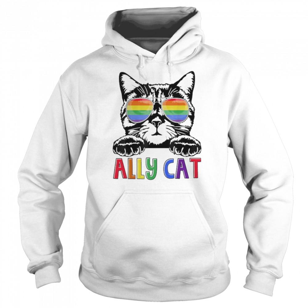 Ally cat rainbow gay pride cute lgbt animal pet lover  Unisex Hoodie