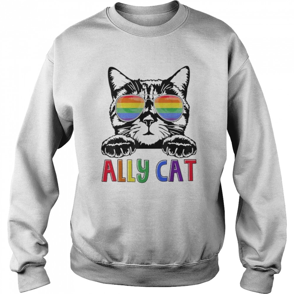 Ally cat rainbow gay pride cute lgbt animal pet lover  Unisex Sweatshirt