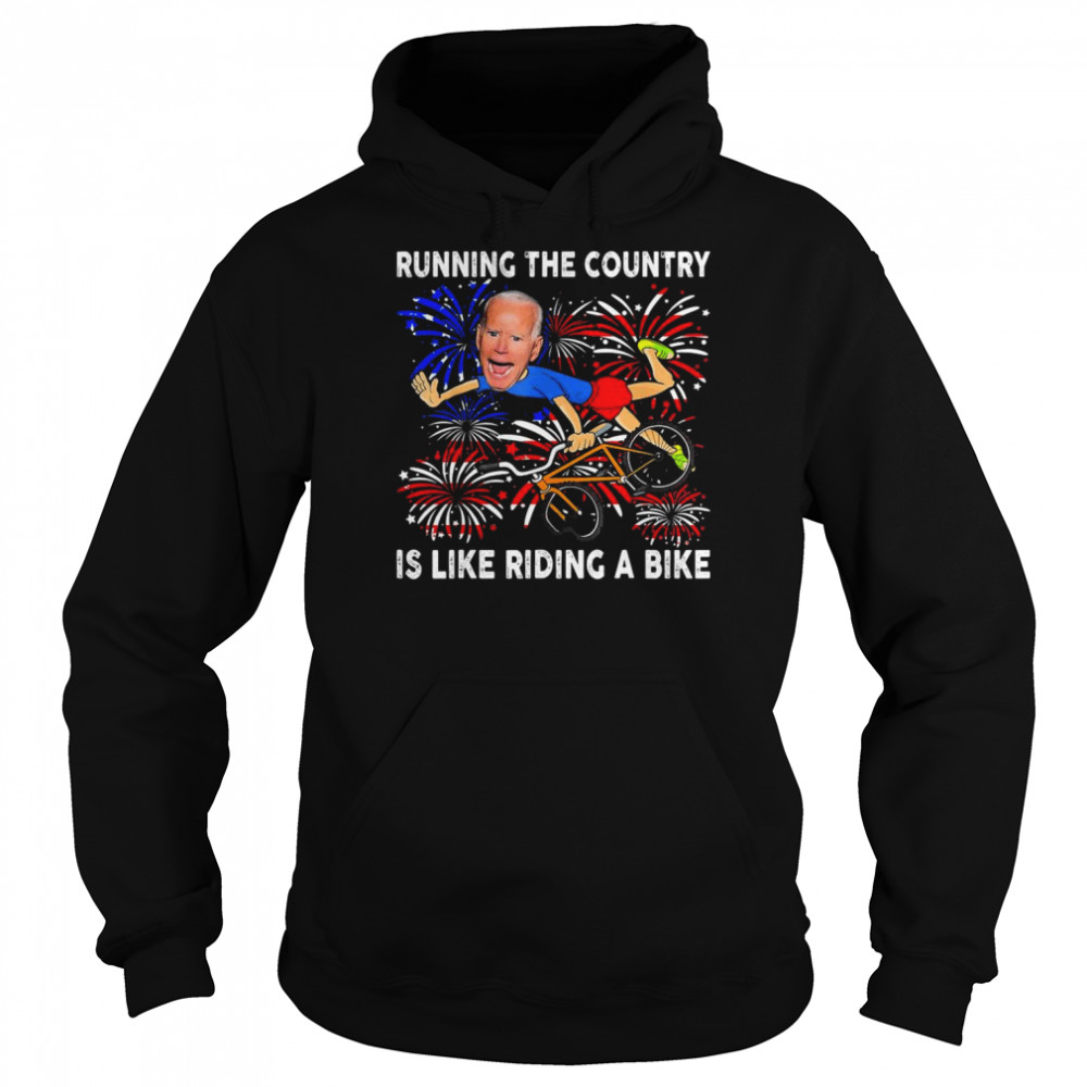 American Flag Biden Bike Bicycle Running Fireworks T-Shirt Unisex Hoodie